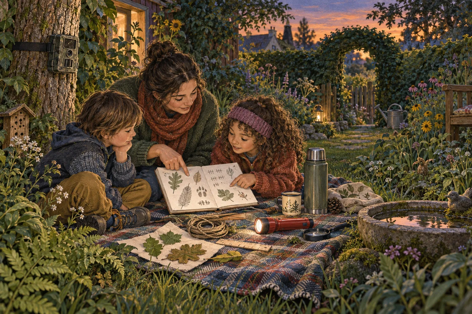 Gezeichnete Feldjournal-Illustration zum Artikel projekte-fuer-familien.