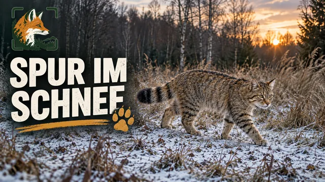 Vorschaubild: Wildkatze durchquert eine verschneite Lichtung