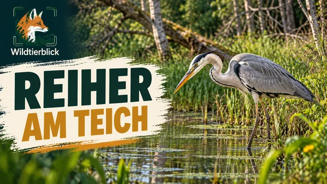 Vorschaubild: Graureiher am Ufer eines Waldteichs