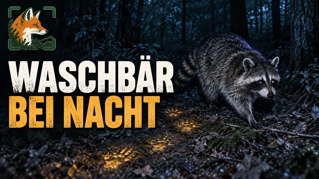 Vorschaubild: Waschbär läuft nachts durch den Wald
