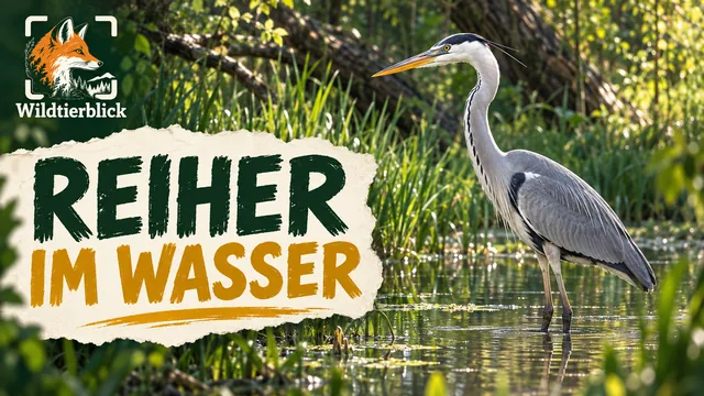Vorschaubild: Graureiher watet durch ein Waldgewässer