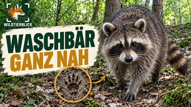 Vorschaubild: Waschbär dicht vor der Wildkamera am Morgen