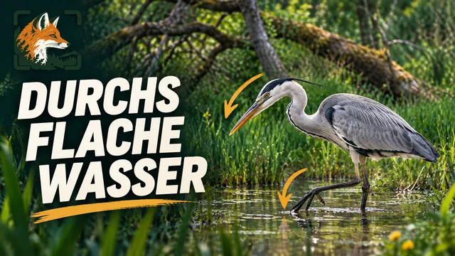 Vorschaubild: Graureiher durchquert flaches Wasser
